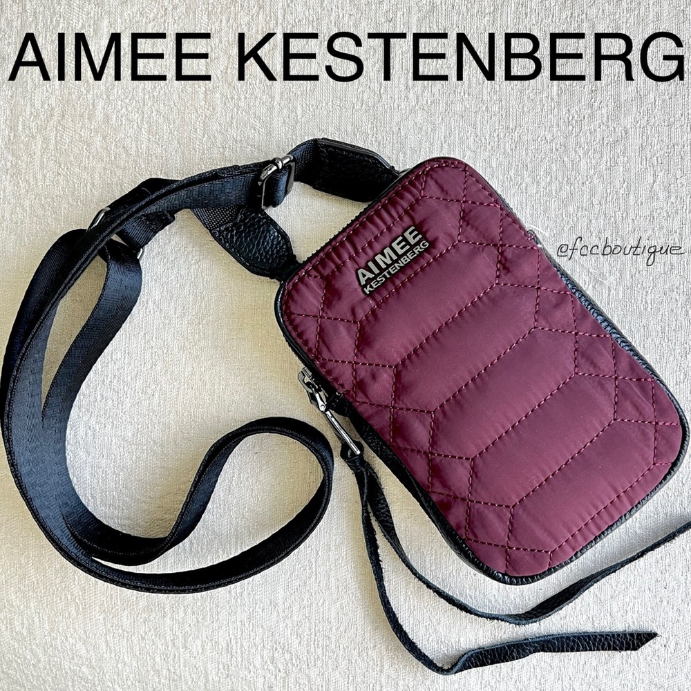 AIMEE KESTENBERG Just Saying Leather Nylon Stadium phone Crossbody Bag